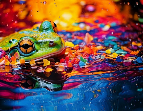 Frog in a Trough Art Canvas